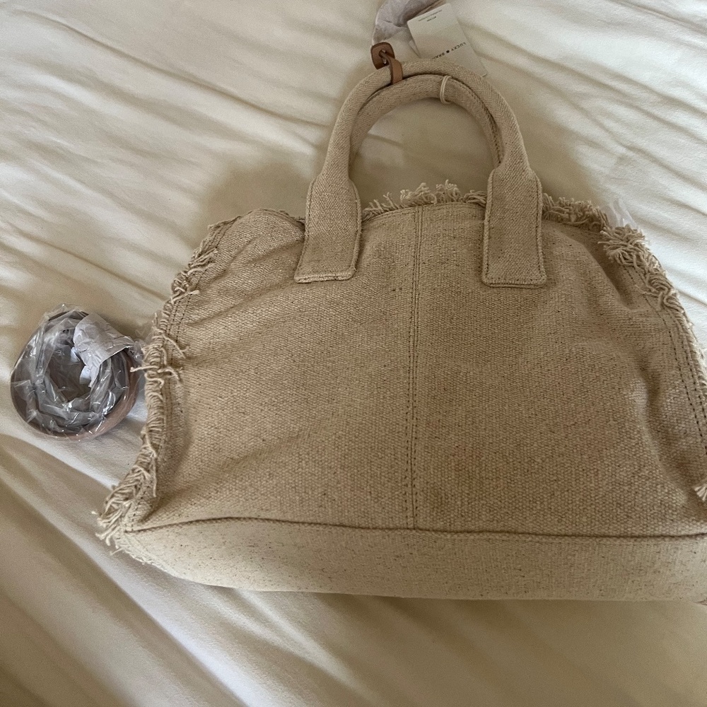 Lucky Brand Canvas/Leather Strap and Fringe Tote NWT